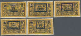 Brfst Neukaledonien: 1924, VINGT-CINQ-CENTIMES On 5 F. Black On Orange Ship With Overprint, Five Different - Other & Unclassified