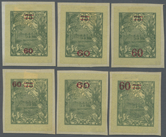 (*) Neukaledonien: 1924, 60 C. On 75 C. Gray-green With Overprint, Six Different Overprint Types In Red - Autres & Non Classés