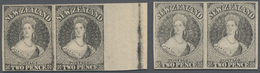 Neuseeland: 1863, Chalon Heads 2d. Four Imperforate PROOFS In Two Horizontal Pairs In Different Shad - Neufs