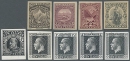 */(*) Neuseeland: 1898/1920 (ca.), Nine Different Imperforate PROOFS Incl. Landscapes ½d., 1d. And 2d. In - Nuovi