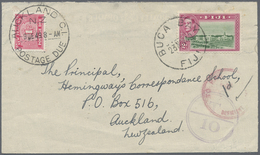 Br Neuseeland - Portomarken: 1949. Envelope (creases And Tears) Addressed To New Zealand Bearing Fiji S - Timbres-taxe