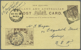 GA Neuseeland - Ganzsachen: 1900 (17.12.), Stat. Postcard QV 1d. Brown On Yellow Stock With Picture 'Pr - Enteros Postales