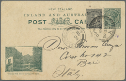 GA Neuseeland - Ganzsachen: 1900/1902, Three QV Pictorial Stat. Postcards Incl. 1d. Green Uprated With - Enteros Postales