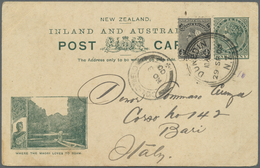 GA Neuseeland - Ganzsachen: 1900/1902, Three QV Pictorial Stat. Postcards Incl. 1d. Green Uprated With - Interi Postali