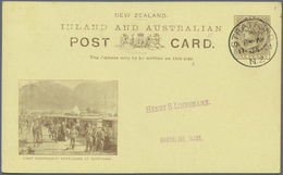 GA Neuseeland - Ganzsachen: 1901, Three Pictorial Stat. Postcards QV 1d. Brown On Yellow Surfaced Stock - Enteros Postales
