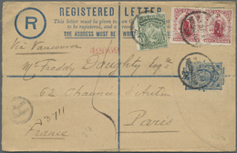 GA Neuseeland - Ganzsachen: 1904 (14.6.), Registered Letter KEVII 3d. Blue Uprated With Horiz. Pair 1d. - Enteros Postales