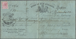 Neuseeland - Besonderheiten: 1882, QV 1d. Rose Single Use As REVENUE STAMP On 'Bank Of New Zealand' - Sonstige & Ohne Zuordnung