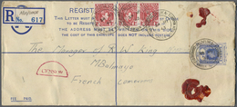 GA Nigeria: 1943. Registered Nigeria Postal Stationery Envelope 3d Blue Upgraded With SG 50, 1d Carmine - Nigeria (...-1960)