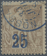 O Nossi-Be: 1889, Nossi-Bé (Madagascar), "25" Surcharge On 30 C. Brown, Blue Cancellation "NOSSI-BE 30 - Other & Unclassified