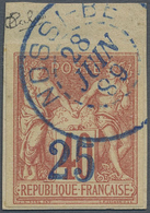 Brfst Nossi-Be: 1889, Nossi-Bé (Madagascar), "25" Surcharge On 40 C., Blue Cancellation "NOSSI-BE 28 JUIN - Sonstige & Ohne Zuordnung