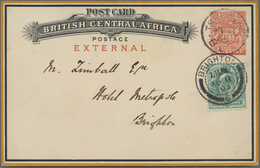 GA Nyassaland: 1893, 2 D Red Postal Stationery Card Cancelled TSHIKWAWA, MY...95, Used Later With Full - Nyassaland