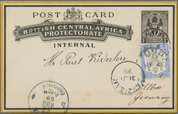 GA Nyassaland: 1895, 1 D Black Postal Stationery Card, Uprated With 1 D Black/ultramarine, C.t.o. From - Nyassaland