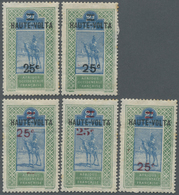 Brfst Obervolta / Burkina Faso: 1922, 25 C. On 2 F. Blue And Green Tuareg With Overprint, Five Different O - Burkina Faso (1984-...)