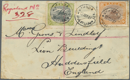 Br Papua: 1921. Registered Envelope (faults/stains) Addressed To England Bearing Papua SG 93, ½d Myrtle - Papouasie-Nouvelle-Guinée