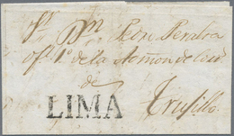 Br Peru: 1800/1831, Three Complete Folded Letters With One-liner LIMA (in Black) To Trujillo, TACNA And - Peru