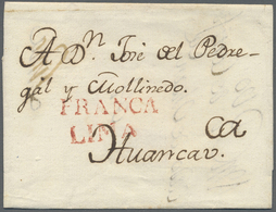 Br Peru: 1830 (ca.), Pre-philatelic Folded Entire With Two Fine Single-line Markings 'FRANCA' And 'LIMA - Peru