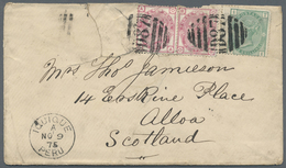 Br Peru: 1875. Envelope Addressed To Scotland Bearing Great Britain SG 144, 3d Rose, Plate 17 (pair) An - Perù