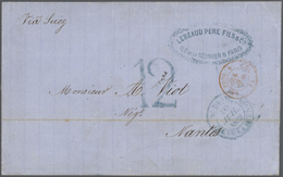 Br Reunion: 1862, Folded Envelope Tied By Blue St. Denis Ile De La Reunion Cds. Written On 8 July 1862, - Brieven En Documenten