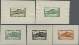 (*) Reunion: 1933/1938, Definitives "Tourism", Design "Piton D'Anchain", Group Of Eight Single Die Proof - Covers & Documents