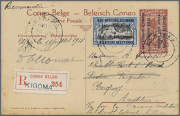 Br/GA Ruanda-Urundi - Belgische Besetzung Deutsch-Ostafrika: 1918/1919, Two Overprint Postal Stationery Pi - Covers & Documents