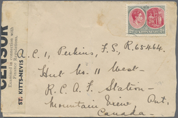 Br St. Kitts-Nevis: 1941. Censored Envelope (faults/stains) Addressed To Canada Bearing SG 71, 2d Scarl - St.Kitts-et-Nevis ( 1983-...)