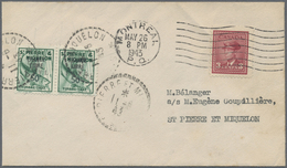 Br St. Pierre Und Miquelon - Portomarken: 1942, Overprint Issue 50 C. Green, Horiozontal Pair Tied By C - Timbres-taxe