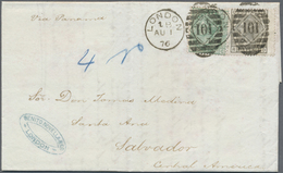 Br El Salvador: 1876. Envelope (vertical Fold) Addressed To Salvador, Central America Bearing SG 147, 6 - Salvador