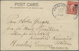 Br Samoa: 1906 Picture Postcard "Pago Pago" To Moravia, Austria Franked By US 1903 'Washington' 2c. Tie - Samoa