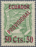 * SCADTA - Ausgaben Für Ecuador: 1929. Airmail Stamp 50c On 10c Green With "CTS" Between Surcharged Nu - Equateur