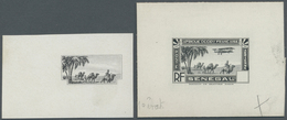 (*) Senegal: 1935, Airmails, Design "Plane And Camel", Single Die Proof In Black On Cardboard With Blank - Senegal (1960-...)