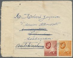 Br Seychellen: 1942. Envelope Addressed To Madagascar Bearing SG 136a, 3c Orange And SG 139a, 15c Carmi - Seychelles (...-1976)