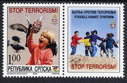 BOSNIAN SERB REPUBLIC 2004 Struggle Against Terrorism With Label MNH / **.  Michel 316 - Bosnia Herzegovina