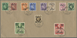 Brfst Somalia: 1950 Complete Set Of 11 Stamps Optd. "B. A./SOMALIA" And New Currency, Tied By Fine Strikes - Somalie (1960-...)