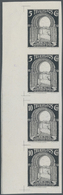 (*) Spanisch-Marokko: 1938: Telegraphs, Imperforated Proof In Different Color, Strip Of Four, 2 X 5 Cts - Spanisch-Marokko