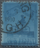 O Kap Der Guten Hoffnung - Englische Notausgaben: 1900, 1 P. Light Blue On Blue, Used, Michel 300,- € - Cape Of Good Hope (1853-1904)