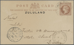 GA Zululand: 1896, 1/2 D Brown QV Postal Stationery Card With Double Circle Dater LOWER TUGELA / ZULULA - Zoulouland (1888-1902)