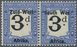 ** Südwestafrika - Portomarken: 1923, 3d. Black And Blue, Horiz. Pair Showing Variety "Wes For West", B - Afrique Du Sud-Ouest (1923-1990)