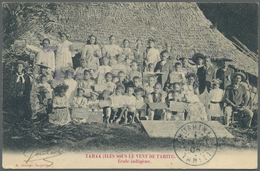 Br Tahiti: 1904. Picture Post Card Of 'Native School, Tahaa, Iles Sous Le Vent' Addresed To France Canc - Tahiti