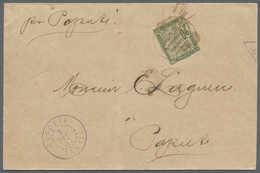 Br Tahiti: 1907. Unpaid Envelope Front The Cook Islands (right Side Shorthend, Vertical Fold) Addressed - Tahiti