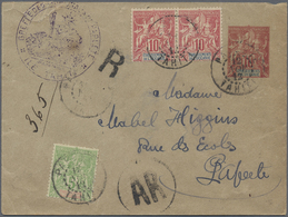 GA Tahiti: 1912. Etablissements De L'Oceane Postal Stationery Envelope 10c Red Upgraded With Oceanie Yv - Tahiti