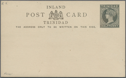 GA Trinidad Und Tobago: 1884, Stationery Card Very Rare PROOF Victoria 1/2 D In Black On Carton Paper, - Trinidad & Tobago (1962-...)