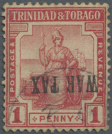 O Trinidad Und Tobago: 1917 War Tax 1d Red, Optd SG Type 19b, Variety OVERPRINT INVERTED, Used, Light - Trindad & Tobago (1962-...)