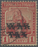 O Trinidad Und Tobago: 1918 War Tax 1d Red, Optd SG Type 25, Variety OVERPRINT DOUBLE, Used, Light Ton - Trinité & Tobago (1962-...)