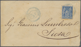 Br Tunesien: 1881. Envelope (small Faults/fold) Addressed To Susa Bearing France 'Type Sage' Yvert 90, - Tunesien (1956-...)