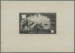 (*) Tunesien: 1928, Children's Relief, Imperforate Proof In Brownish Black, Issued Design With Blank Val - Tunisia