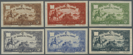 (*) Tunesien: 1928, Children's Relief, Group Of Six Imperforate Proofs In Brown, Vermillion, Green, Slat - Tunesië (1956-...)