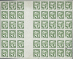 (*) Tunesien: 1931, 5c. Bright Green, Imperforate Gutter Block Of 48, Unused No Gum, Four Stamps Oblit. - Tunisia (1956-...)