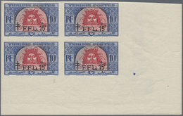 ** Tunesien: 1950, Neptun And Amphitrite Unissued 10fr. Stamp With Black Opt. 'FFL 15F' IMPERFORATE Blo - Tunisia