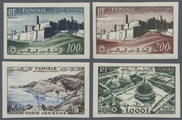 */** Tunesien: 1953/1954, Airmail Definitives Complete Set Of Four In IMPERFORATE Singles In Issued Colou - Tunesien (1956-...)