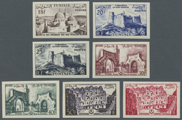 ** Tunesien: 1954, Definitives 'tourism' Complete IMPERFORATE Set Of 16 Values, Mint Never Hinged - Tunesië (1956-...)